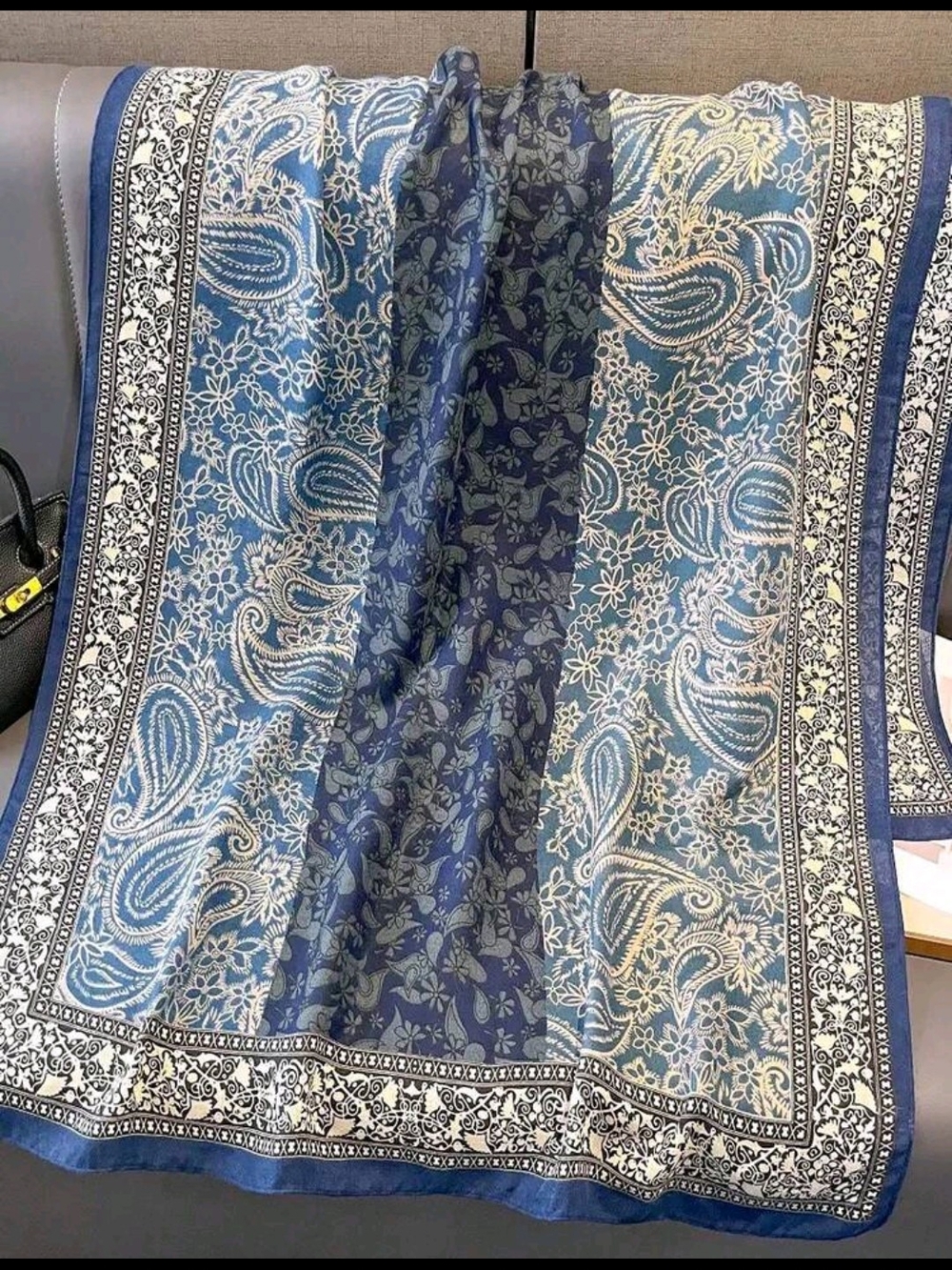 Blue Paisley Print Scarf